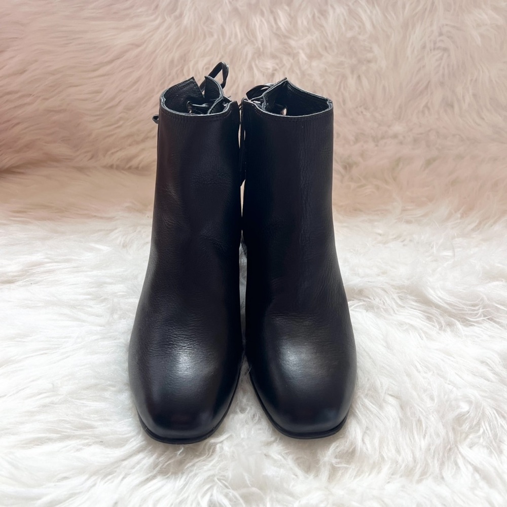 New! ELENA Square Heel Ankle Leather Booties - Picture 2 of 8